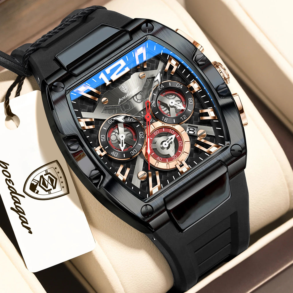POEDAGAR Luxury Watches For Men Sport Casual Waterproof Luminous Date Man Wristwatch Chronograph Quartz Silicone Men Watch Reloj
