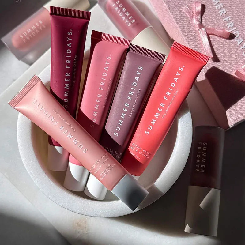 Summer Friday's Vanilla Beige Lip Balm Moisturizing Transparent Lipstick Set Smooth Soft Tube Mirror Lip Gloss Lip Makeupv