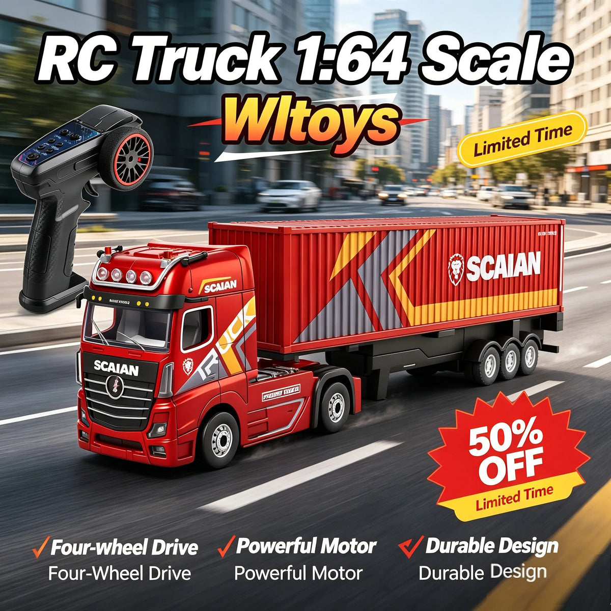 2026 Wltoys 6408 1:64 RC Car Mini 4WD Container