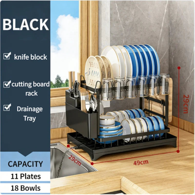 Dish Rack Kitchen Storage Organizer for Bowls Plates Snap On Design No Drilling Installation Home Supplies