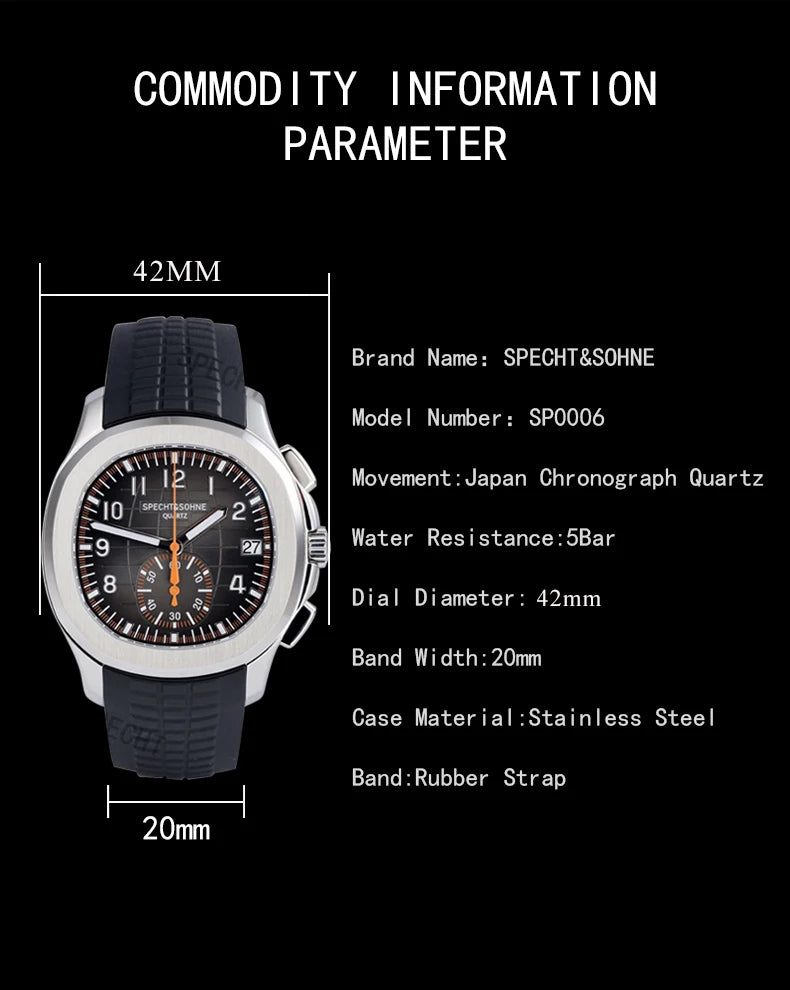 Dropshipping 2025 Best Selling Products Wristwatches For Men Specht&Sohne Male Quartz Sports Watches Rubber Strap Waterproof