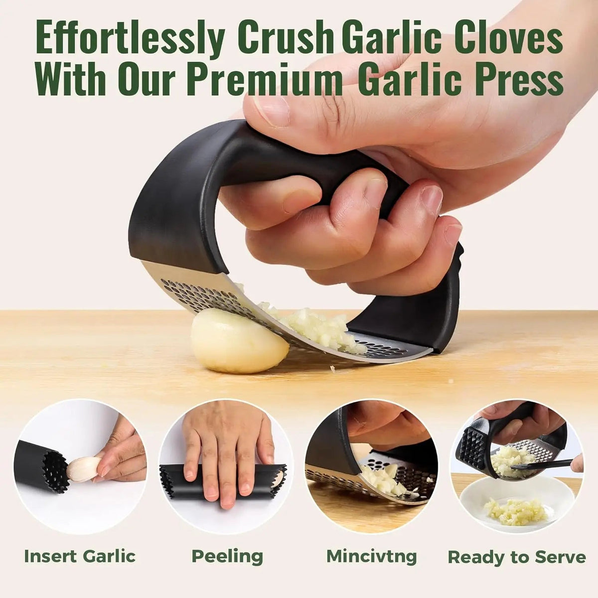 Garlic Press Rocker Stainless Steel Garlic Mincer And Garlic Crusher