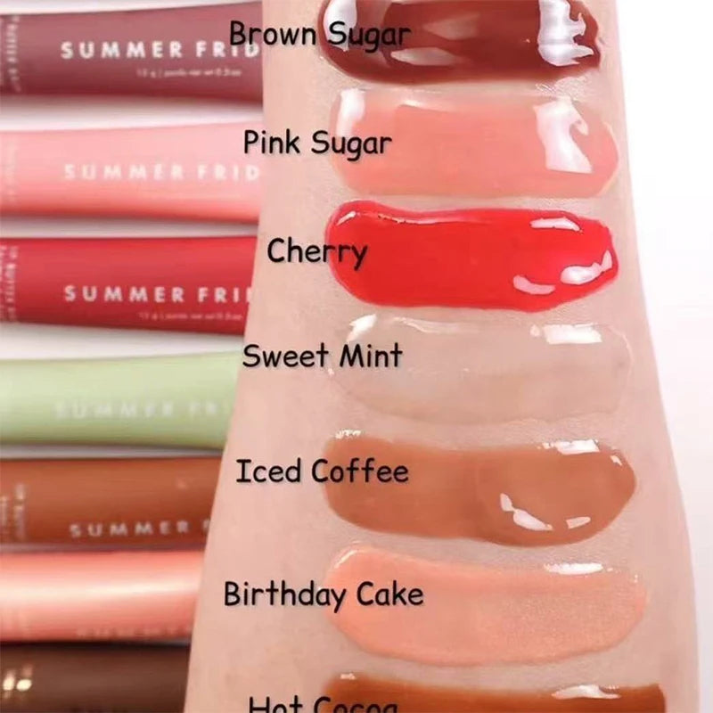 Summer Friday's Vanilla Beige Lip Balm Moisturizing Transparent Lipstick Set Smooth Soft Tube Mirror Lip Gloss Lip Makeupv