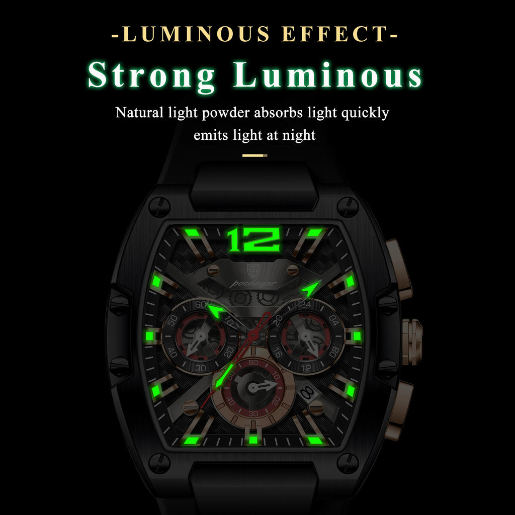 POEDAGAR Luxury Watches For Men Sport Casual Waterproof Luminous Date Man Wristwatch Chronograph Quartz Silicone Men Watch Reloj
