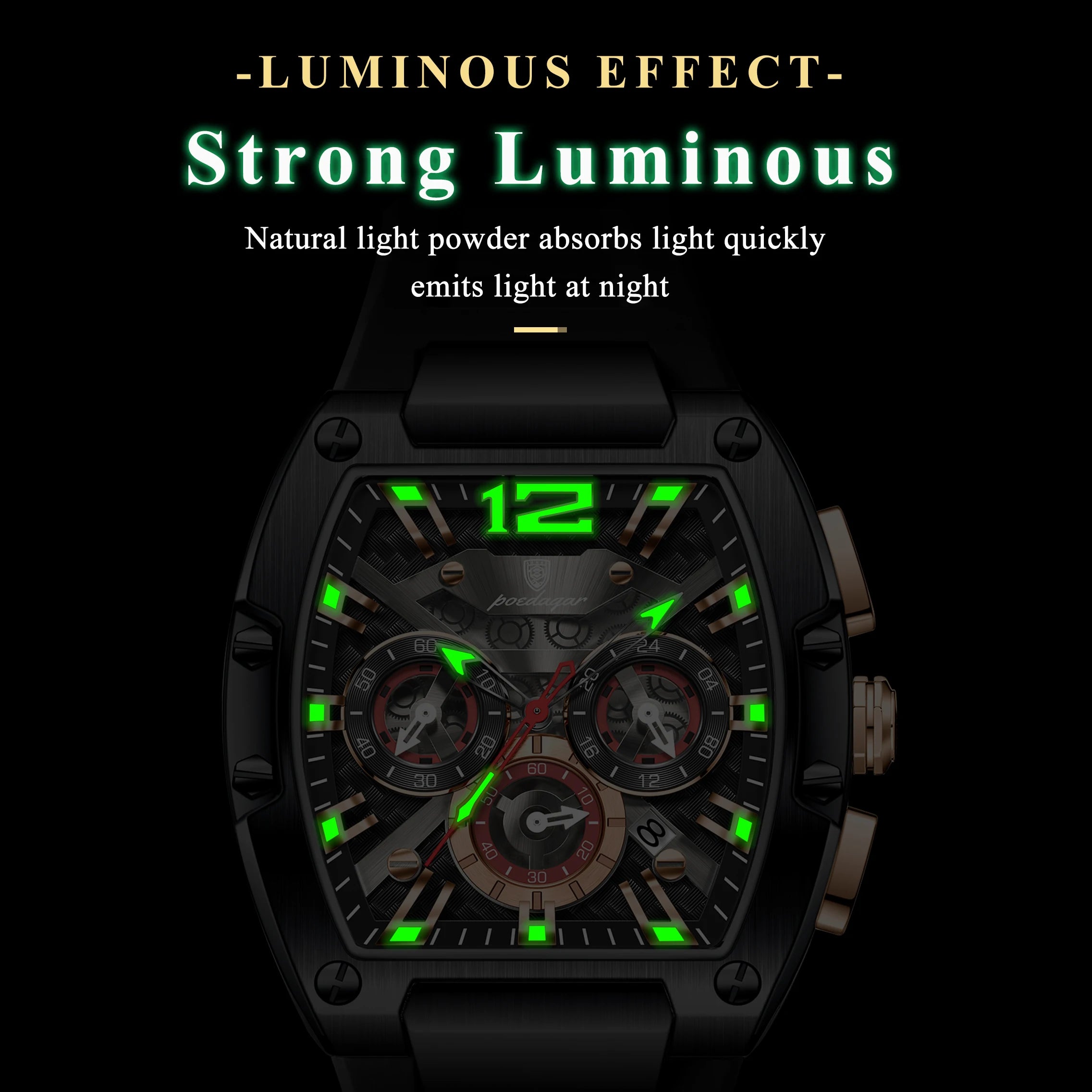 POEDAGAR Luxury Watches For Men Sport Casual Waterproof Luminous Date Man Wristwatch Chronograph Quartz Silicone Men Watch Reloj