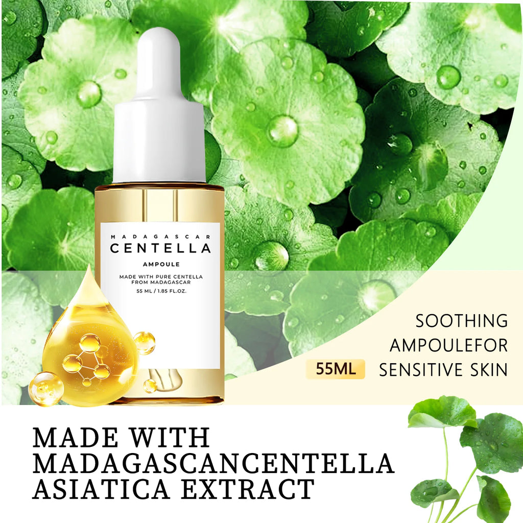 Madagascar Centella Asiatica Serum 55ml - Sensitive skin soothing formula with acne fighting，deep moisturizing benefits for face