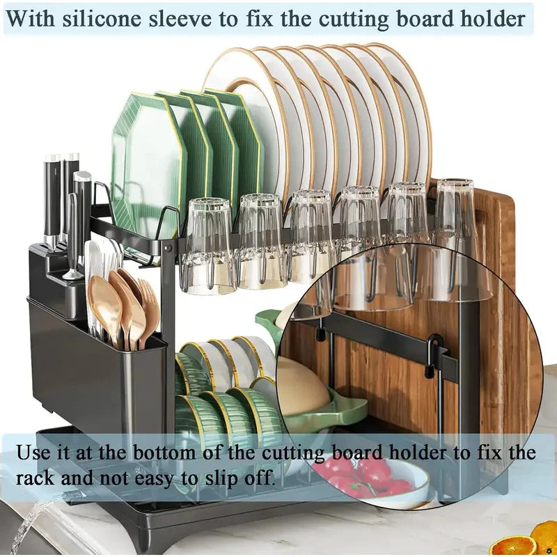 Dish Rack Kitchen Storage Organizer for Bowls Plates Snap On Design No Drilling Installation Home Supplies