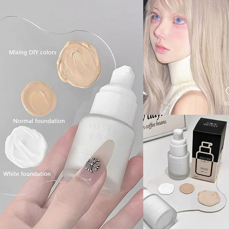Pure White Liquid Foundation 30ml Matte Full Coverage Long Lasting Waterproof Face Makeup Base Cream For Cosplay Halloween Stage