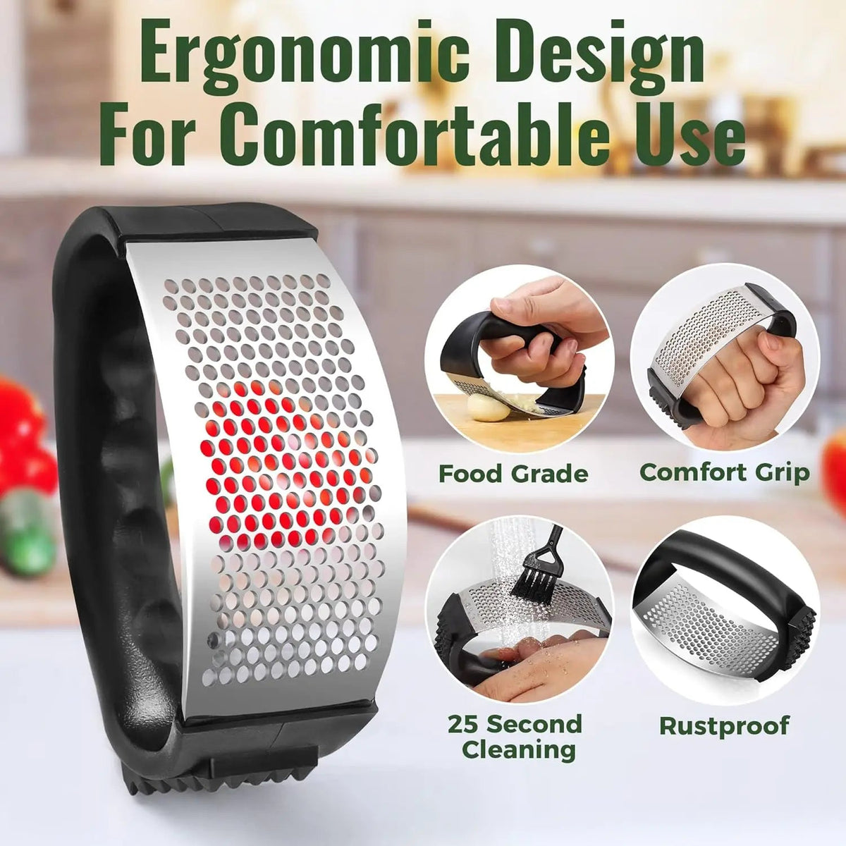 Garlic Press Rocker Stainless Steel Garlic Mincer And Garlic Crusher