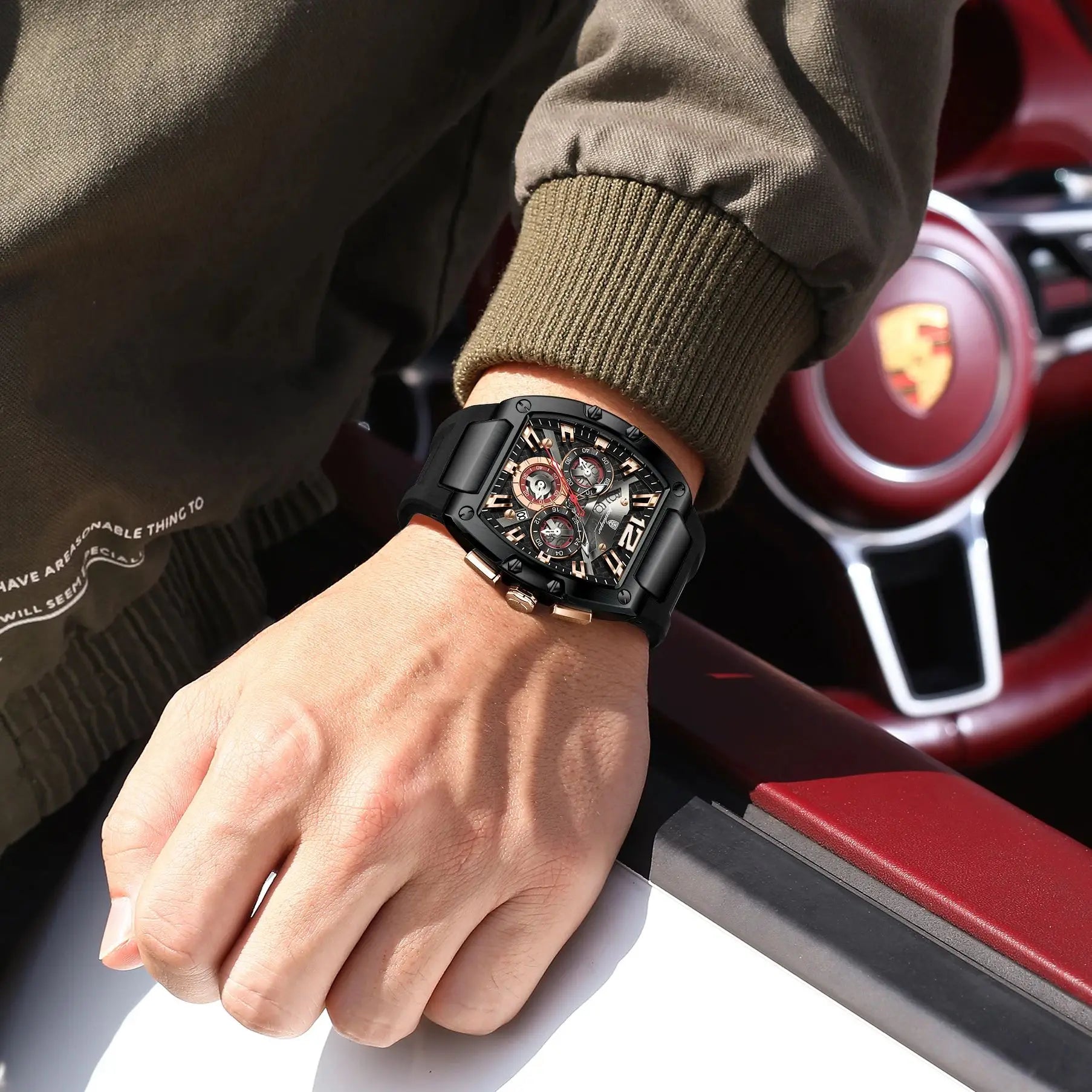 POEDAGAR Luxury Watches For Men Sport Casual Waterproof Luminous Date Man Wristwatch Chronograph Quartz Silicone Men Watch Reloj